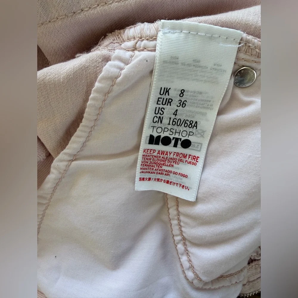 Topshop Light‎ Pink Frayed Jean Shorts